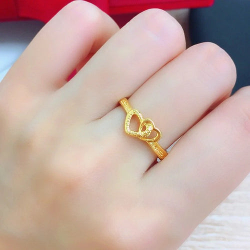 Gold Plated Retro Heart Ring | خاتم قلب ذهبي - Kayvstoer