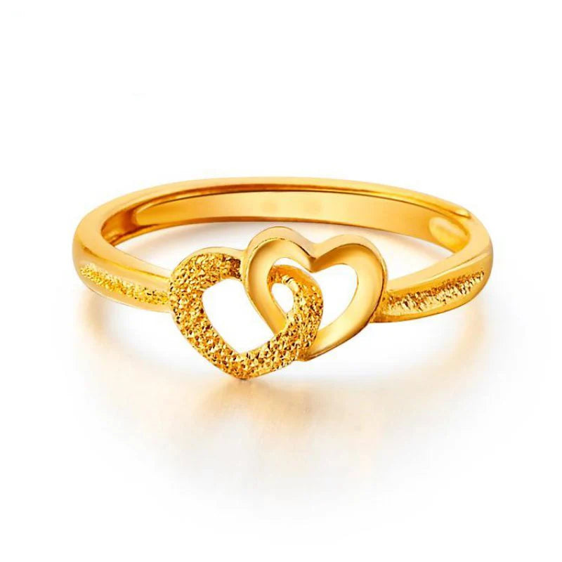 Gold Plated Retro Heart Ring | خاتم قلب ذهبي