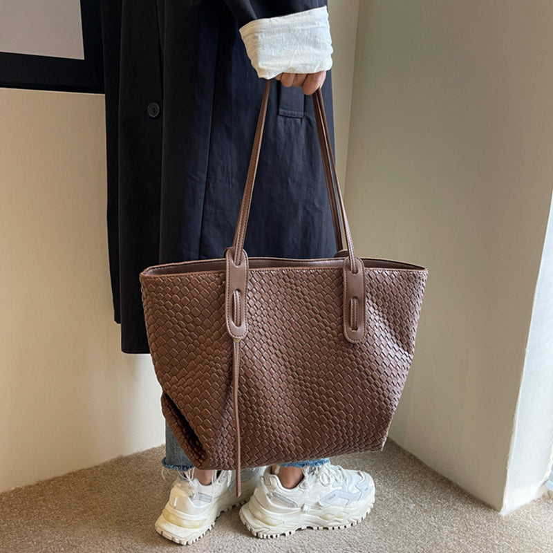 حقيبة كتف نسائية منسوجة سعة كبيرة | Women's Large Woven Shoulder Bag - Kayvstoer