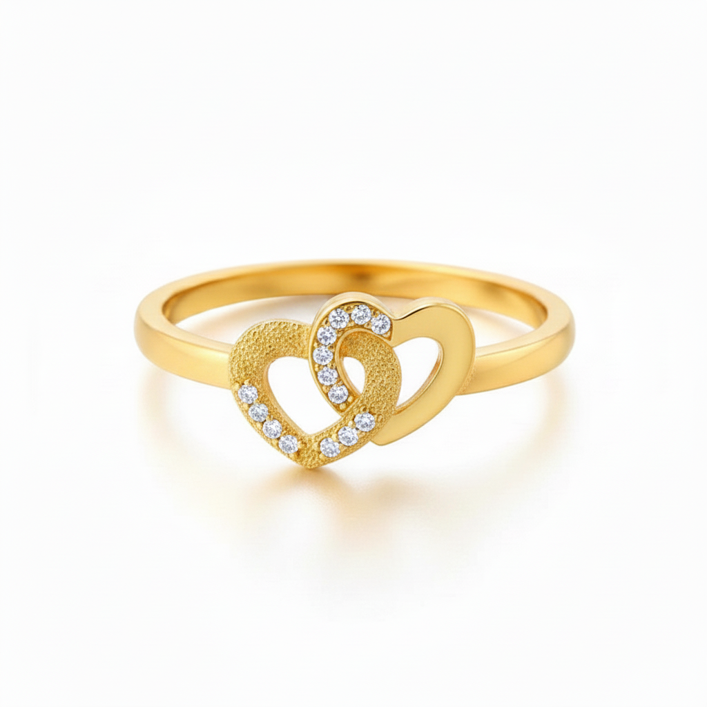 Gold Plated Retro Heart Ring | خاتم قلب ذهبي - Kayvstoer