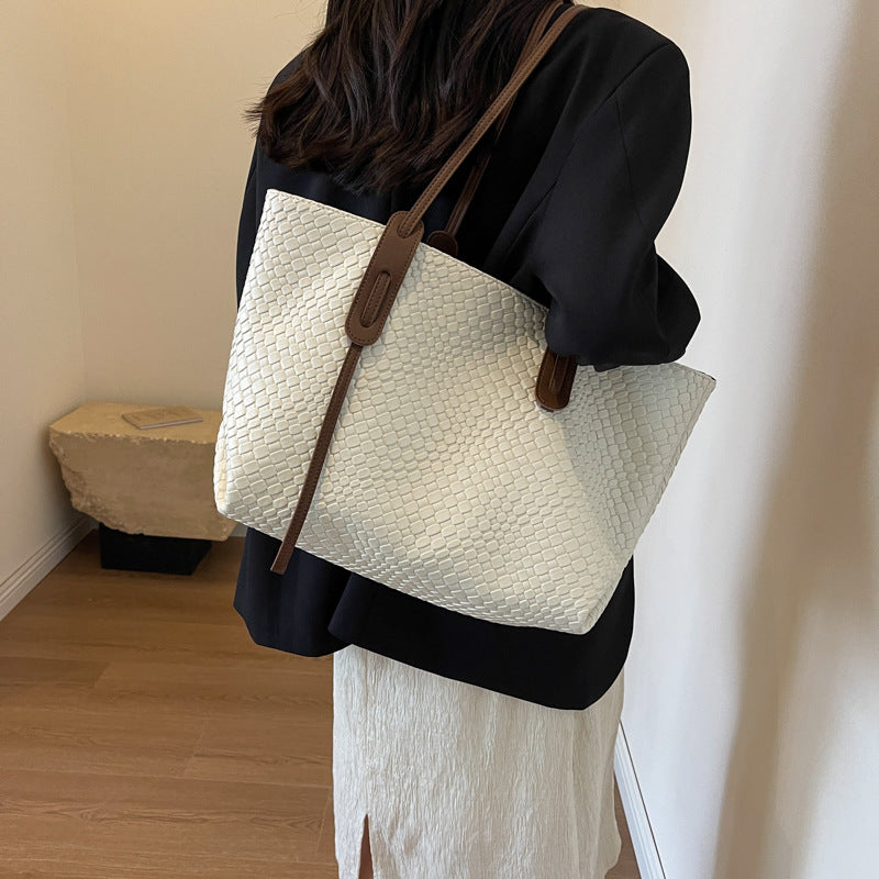 حقيبة كتف نسائية منسوجة سعة كبيرة | Women's Large Woven Shoulder Bag - Kayvstoer