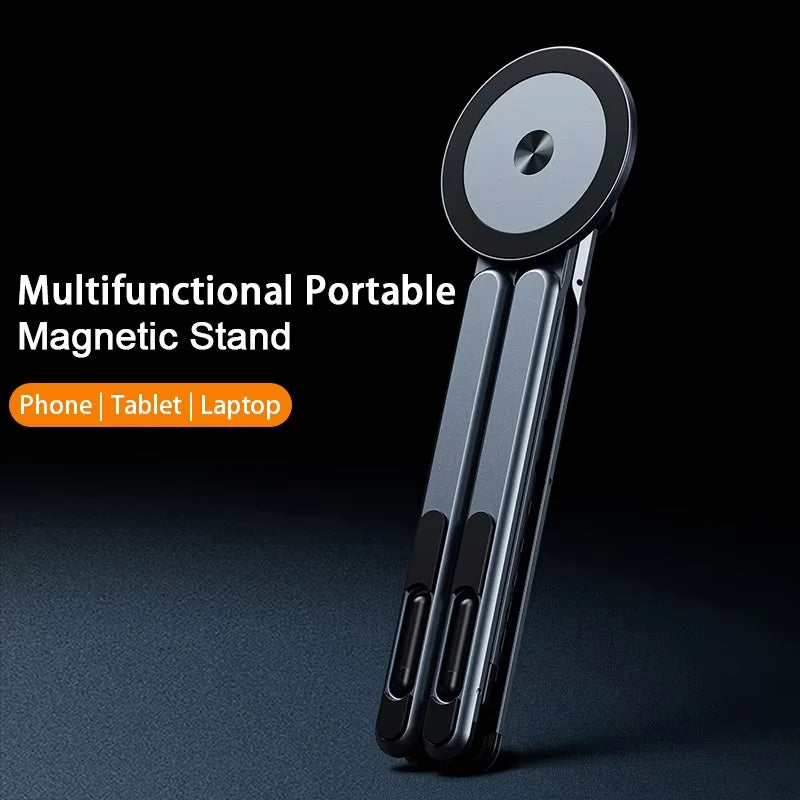 Multifunctional Magnetic Phone Holder Handheld Selfie Stick Foldable Tripod Portable Desk Stand for iPhone ipad Tablet Laptop