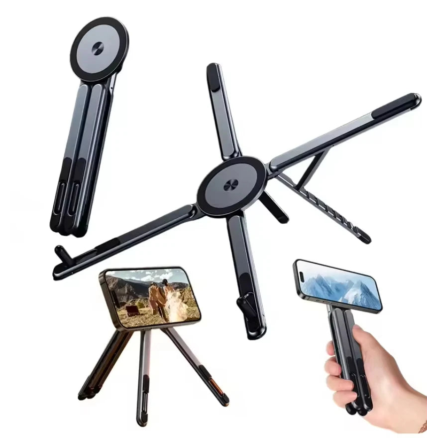 Multifunctional Magnetic Phone Holder Handheld Selfie Stick Foldable Tripod Portable Desk Stand for iPhone ipad Tablet Laptop