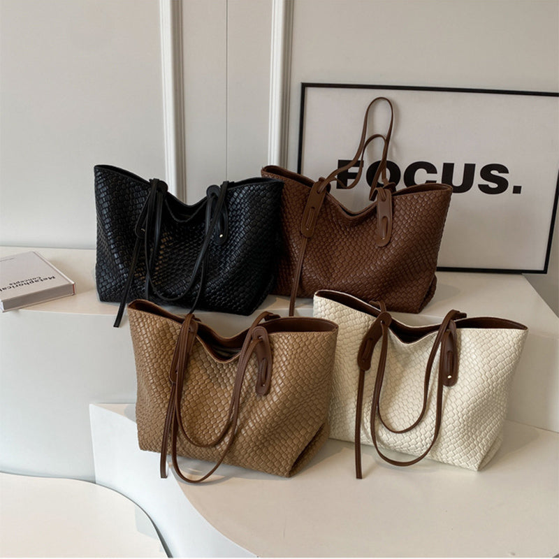 حقيبة كتف نسائية منسوجة سعة كبيرة | Women's Large Woven Shoulder Bag - Kayvstoer
