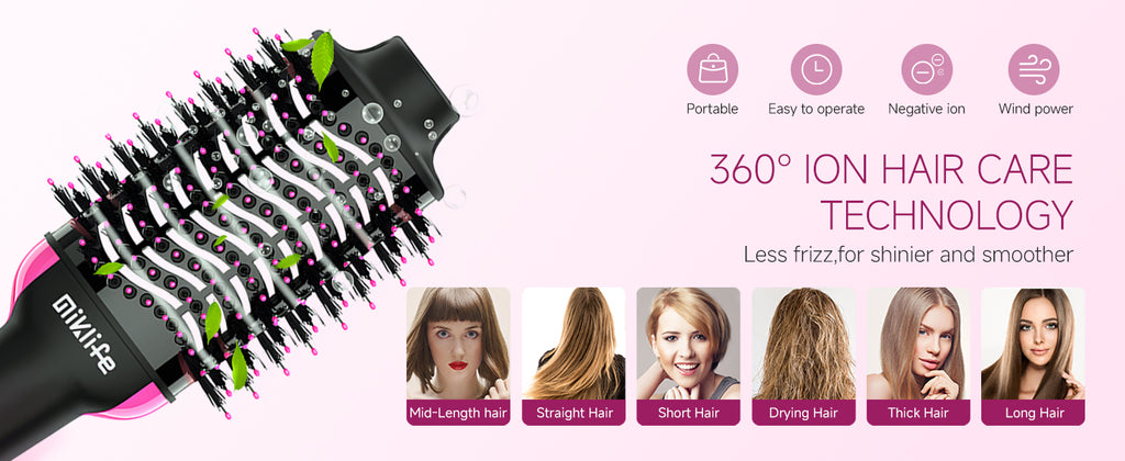 Hair Dryer Brush One-Step Blow Dryer Brush for Styling and Frizz Control,Negative Ionic Hot Air Brush Volumizer Ceramic